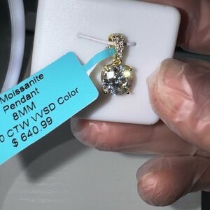 Moissanite Pendant with Gold over 925 sterling silver